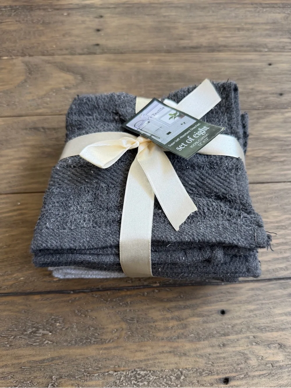 Tommy's Textile Charcoal Gray Cotton Washcloth Set - 8 Pack